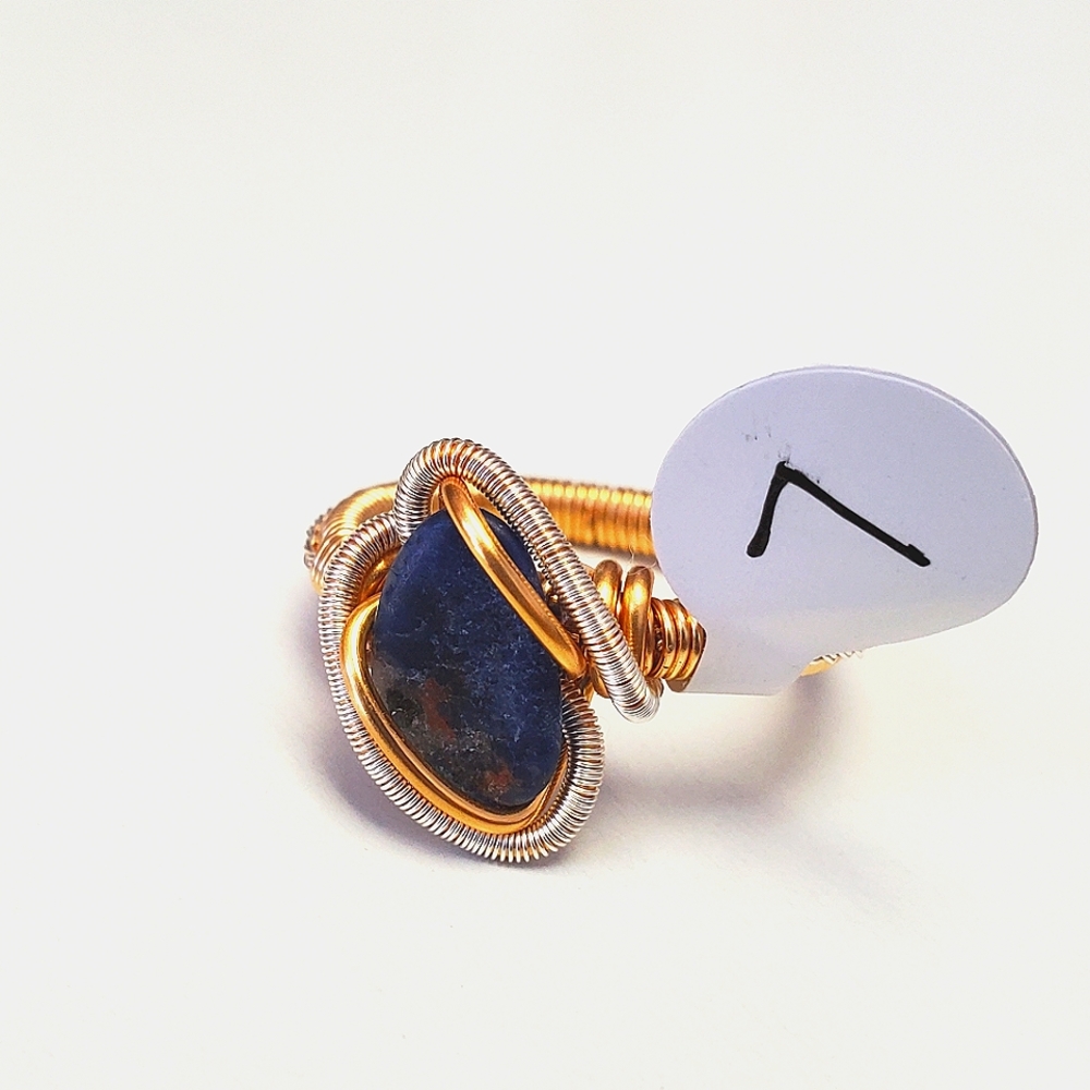 Lapis Handmade Wire Wrap Ring Size 7